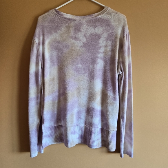 SO Lavender Tie-Dye Ruffle Ribbed Hem Sweater, L - Picture 4 of 4
